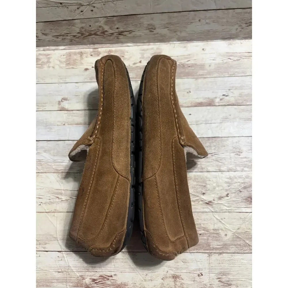 UGG Ascot Suede Slippers Men's Size 11 Sheepskin Slip-On Chestnut Comfy Cozy